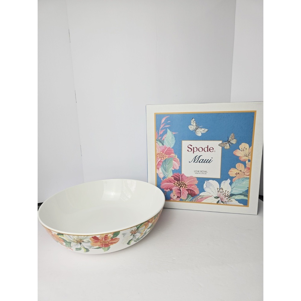 Spode Maui bowl tropical pattern Low Bowl serving large‎ 13" NEW